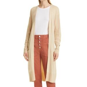 NEW VERONICA BEARD Sz XS Danzie Belted Longline Cardigan Beige Soft Wool Blend